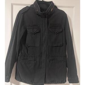 Denim Supply Ralph Lauren Black Washed Jacket Military Field M65 parka SZ-M Star